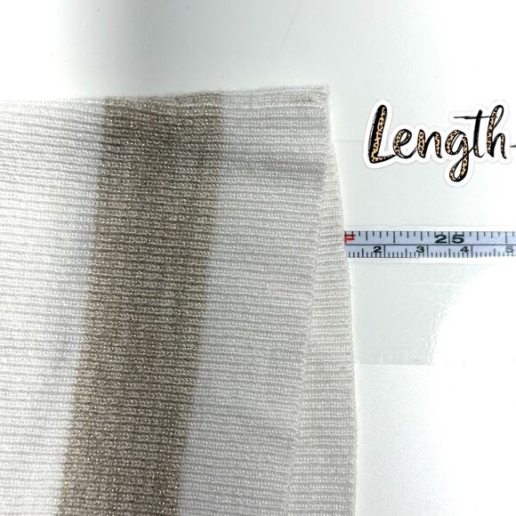 WHBM Women's Striped Shimmer V-Neck Sweaters Size Small Beige and White Pullover - Picture 8 of 9